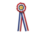 Rosette bleu/blanc/ro h.17cm-60mm