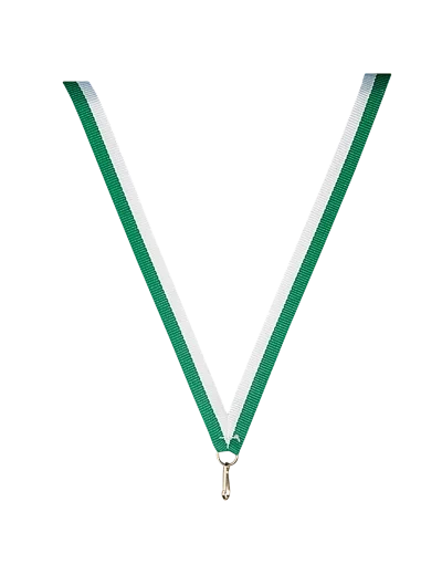 Ruban medaille vert/blanc fin 80x1cm