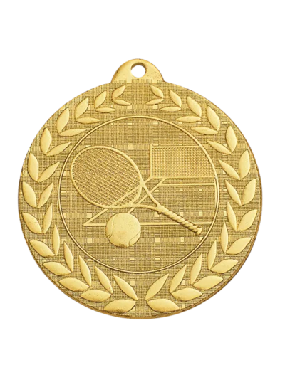 Medaille frappee fer tennis 50mm or