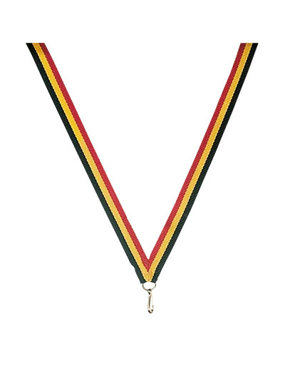 Ruban noir/jaune/rouge fin 80x1cm