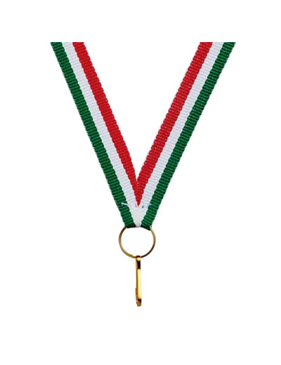 Ruban vert/blanc/rouge fin 80x1cm