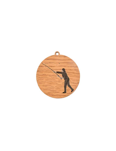 Medaille en bois peche diametre 50