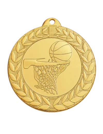 Medaille frappee fer basket 50mm or