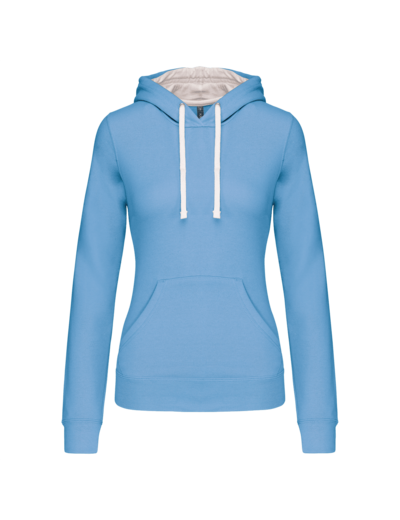 Sweatshirt capuche contrastée femme