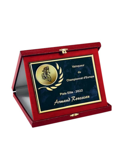 Ecrin rouge avec plaque alu 18x14cm