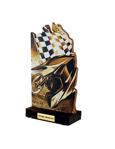 Trophee bois sports meca h 22 cm