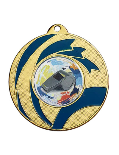 Medaille fer diam50mm or/bleu