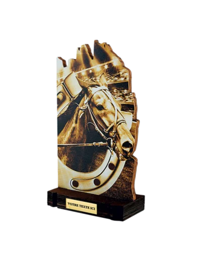 Trophee bois equitation h 22 cm