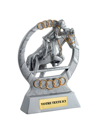 Trophee resine eco saut d'obstacle h. 14 cm