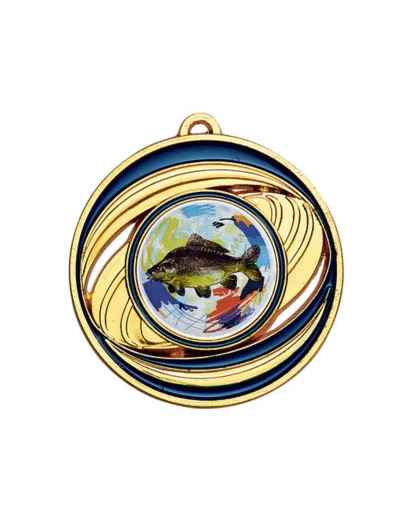 Medaille zamak diam50mm or/bleu
