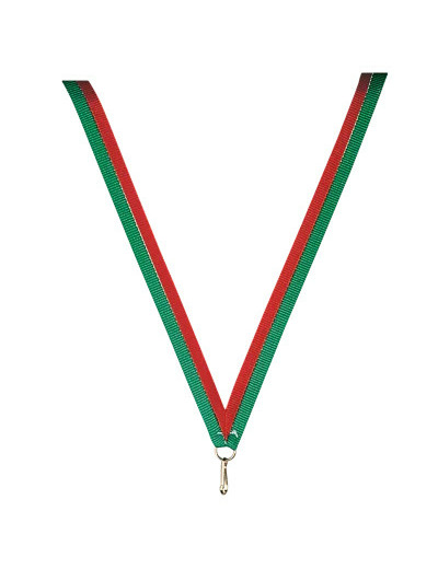 Ruban vert/rouge fin 80x1cm