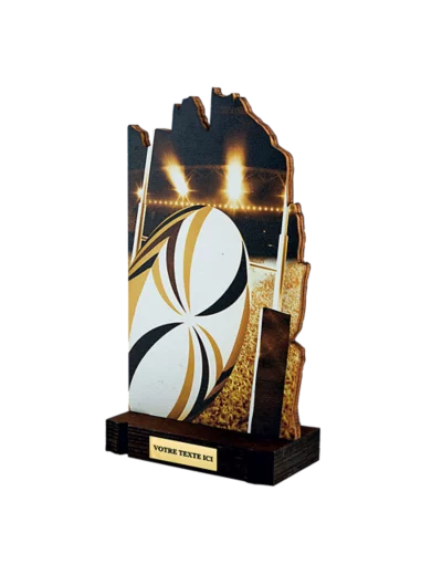Trophee bois rugby h 22 cm