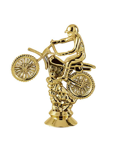 Sujet plastiq or moto cross h.11cm