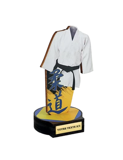Trophee bois judo h 20 cm