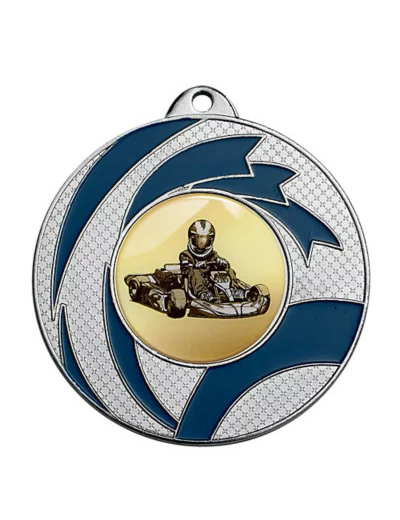 Medaille fer diam50mm argent/bleu