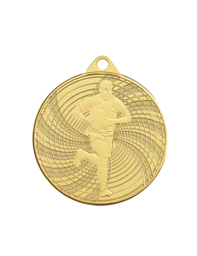 Medaille frappee fer rugby 50mm or