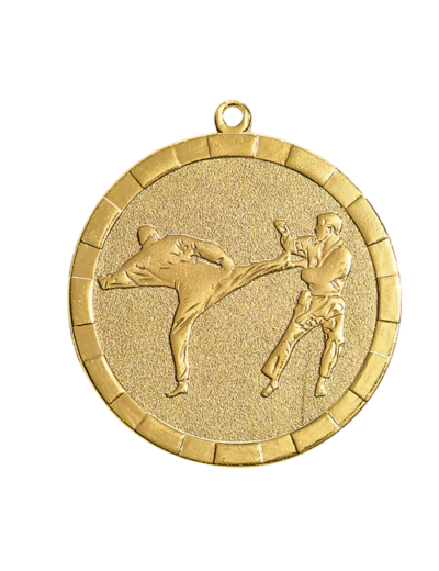 Medaille frappee fer karate 50mm or