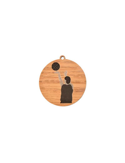 Medaille en bois basketball diametr