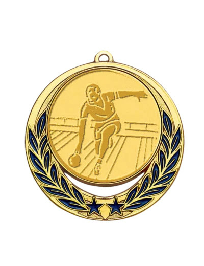 Medaille zamak diam70mm or/bleu