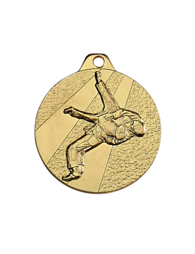Medaille frappee fer or judo d 32 mm