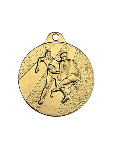 Medaille frappee fer or rugby d 32 mm