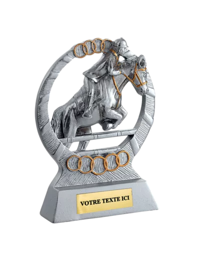 Trophee resine eco saut d'obstacle h. 14 cm