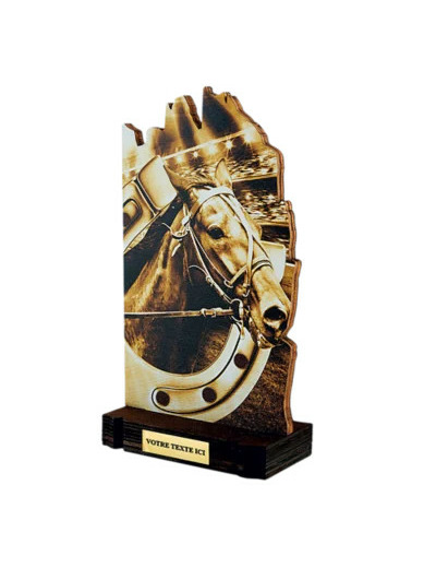 Trophee bois equitation h 22 cm