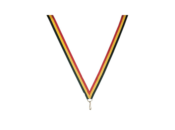 Ruban noir/jaune/rouge fin 80x1cm