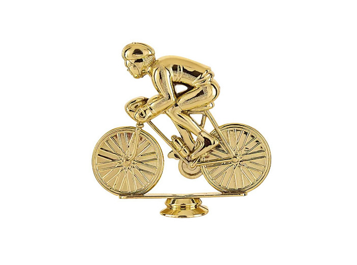 Sujet plastique or cyclisme h. 11cm