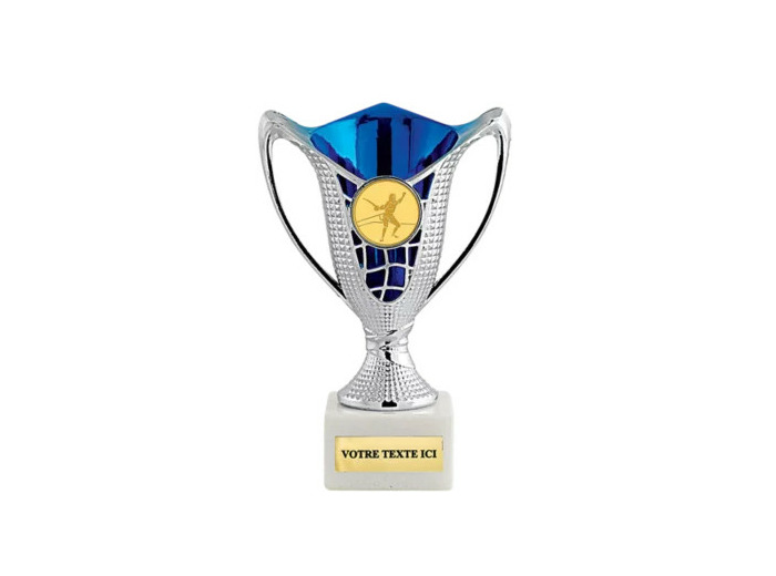 Lot de 12 coupes en plastique argent/ bleu h.15cm