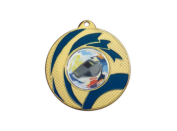 Medaille fer diam50mm or/bleu