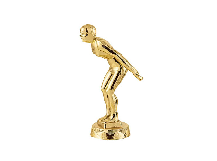 Sujet metal or natation fe h.10cm