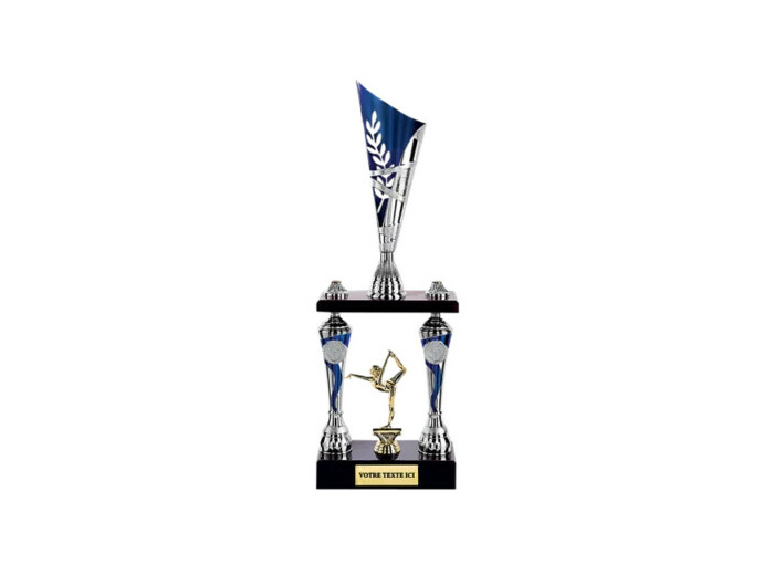 Trophee colonne arg/bleu h 55cm