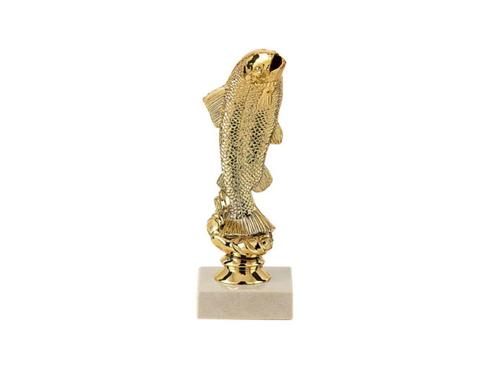 Trophee sujet plas or peche h 16 cm