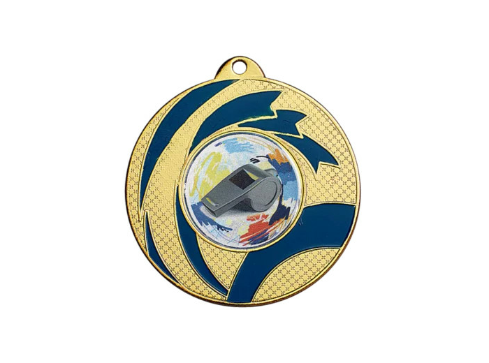 Medaille fer diam50mm or/bleu