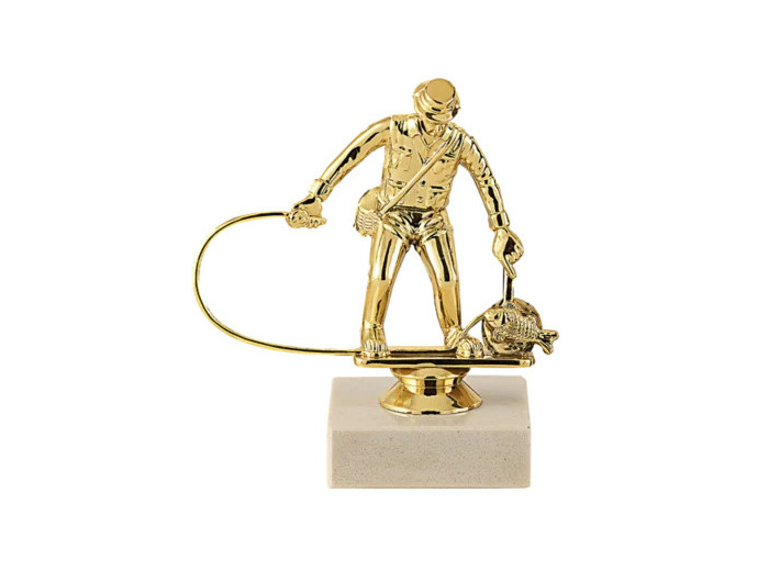 Trophee sujet plas or peche h 11 cm