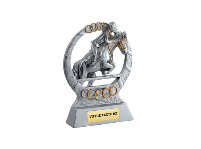Trophee resine eco saut d'obstacle h. 14 cm