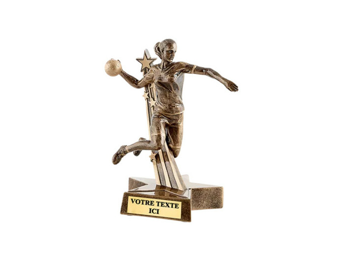 Trophee resine handball femme h. 21 cm