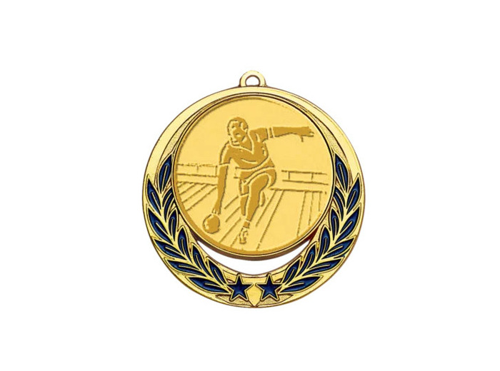 Medaille zamak diam70mm or/bleu