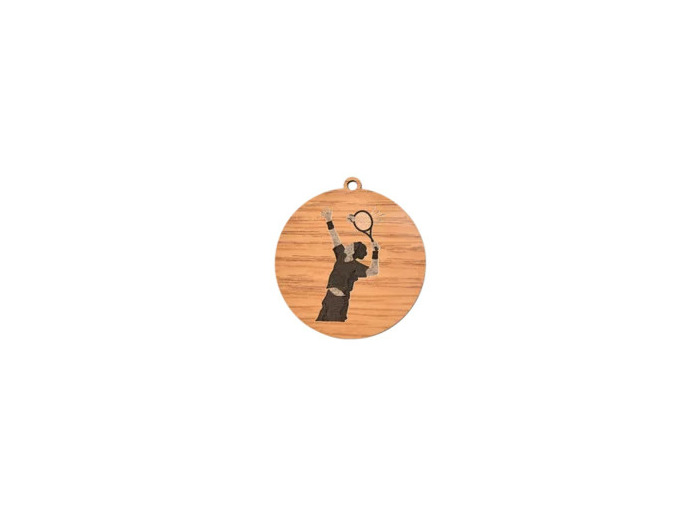 Medaille en bois tennis diametre 50