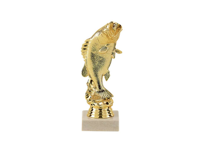 Trophee sujet plas or peche h 17 cm