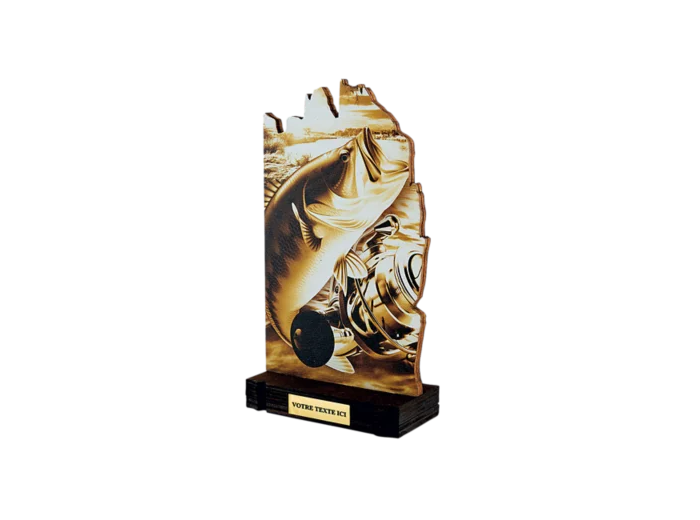 Trophee bois peche h 22 cm