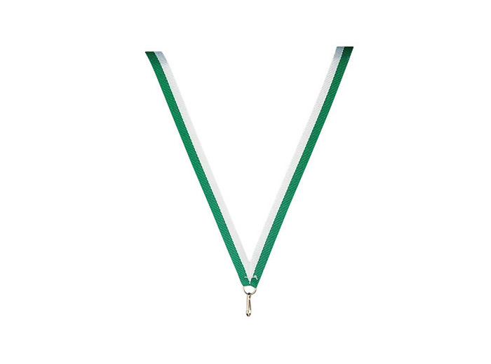 Ruban medaille vert/blanc fin 80x1cm