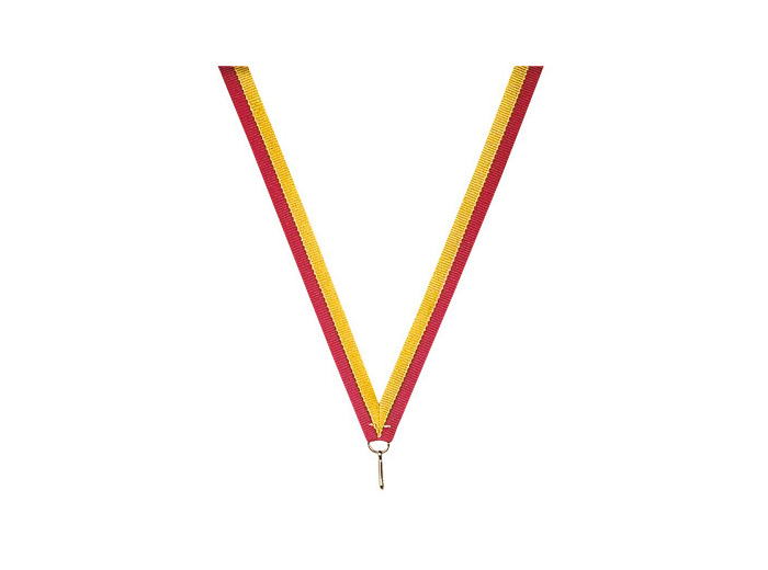 Ruban medaille rouge/jaune fin 80x1cm