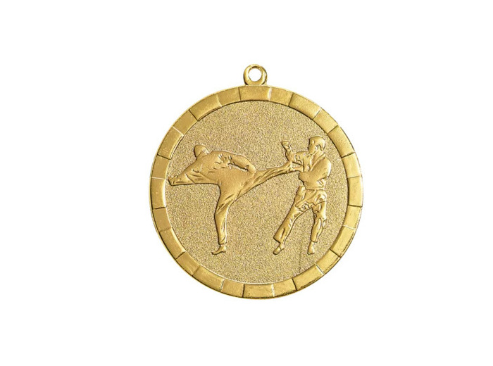 Medaille frappee fer karate 50mm or