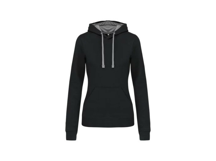Sweatshirt capuche contrastée femme