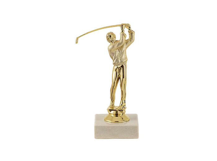 Trophee sujet plas or golf h 15 cm