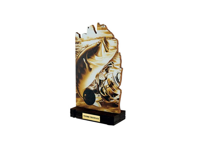 Trophee bois peche h 22 cm