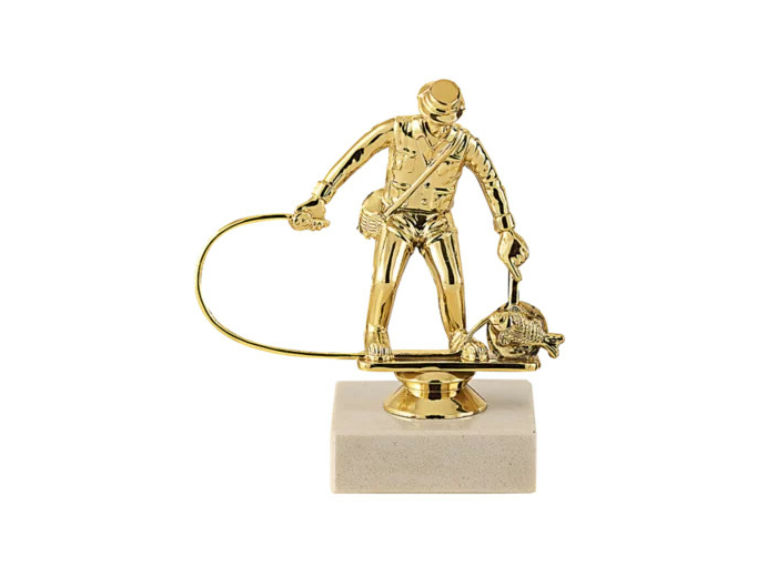 Trophee sujet plas or peche h 11 cm