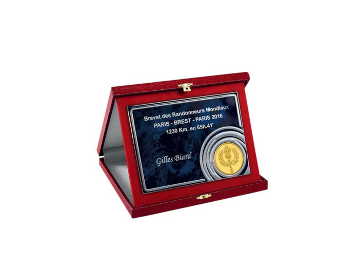 Ecrin rouge avec plaque alu 23x19cm